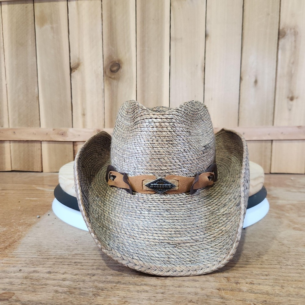 Stetson Rodeo DR Collection Hat Cowboy Fitted Mens Medium Beige Straw Western